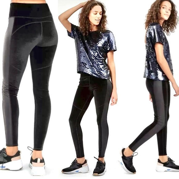 Sweaty Betty Legging Black Velvet Fashion Velour High Rise Pant Tuxedo Pull On M - Picture 2 of 16